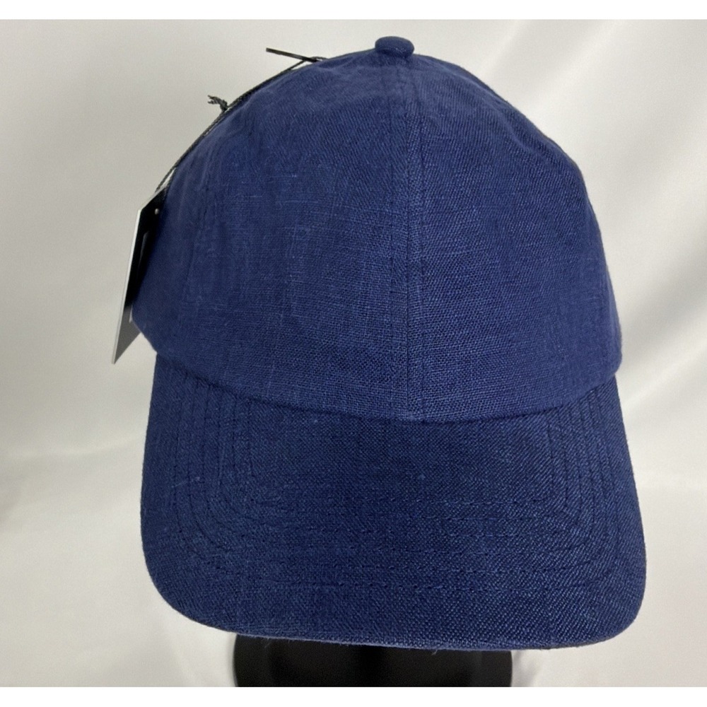 VRST MENS Linen Premium Baseball Hat Leather Strapback Strap Navy Blue New